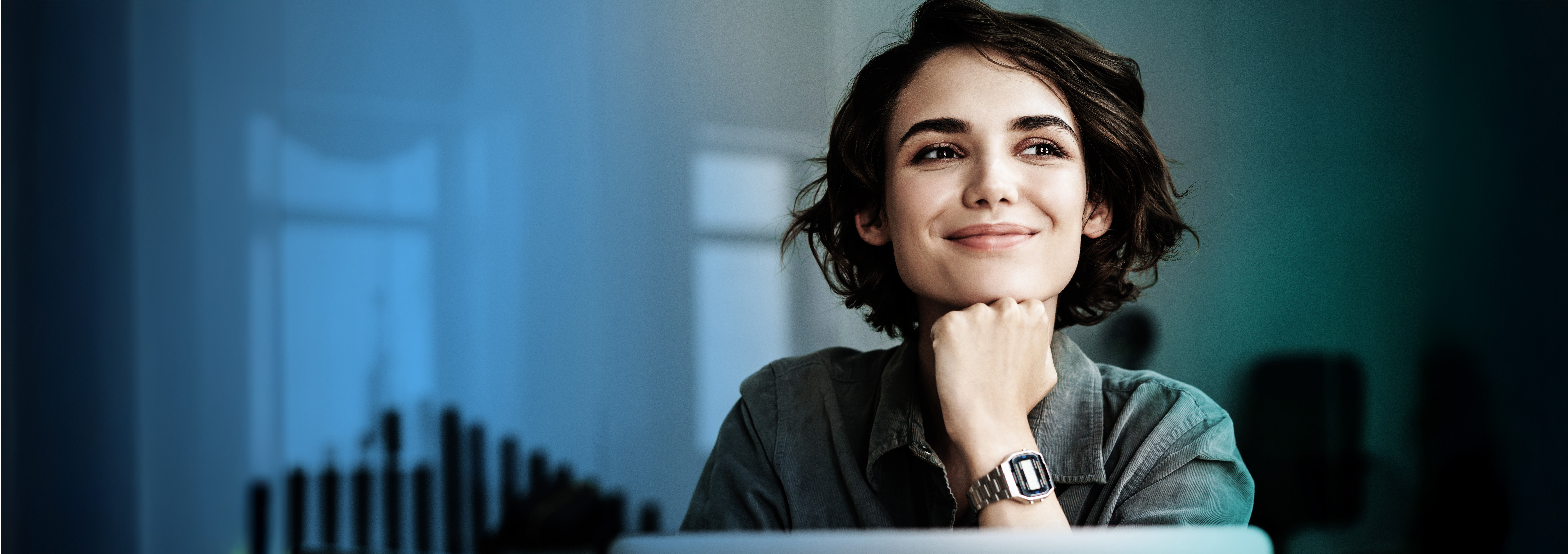 ImageOfYoungBeautifulJoyfulWomanSmilingWhileWorkingWith